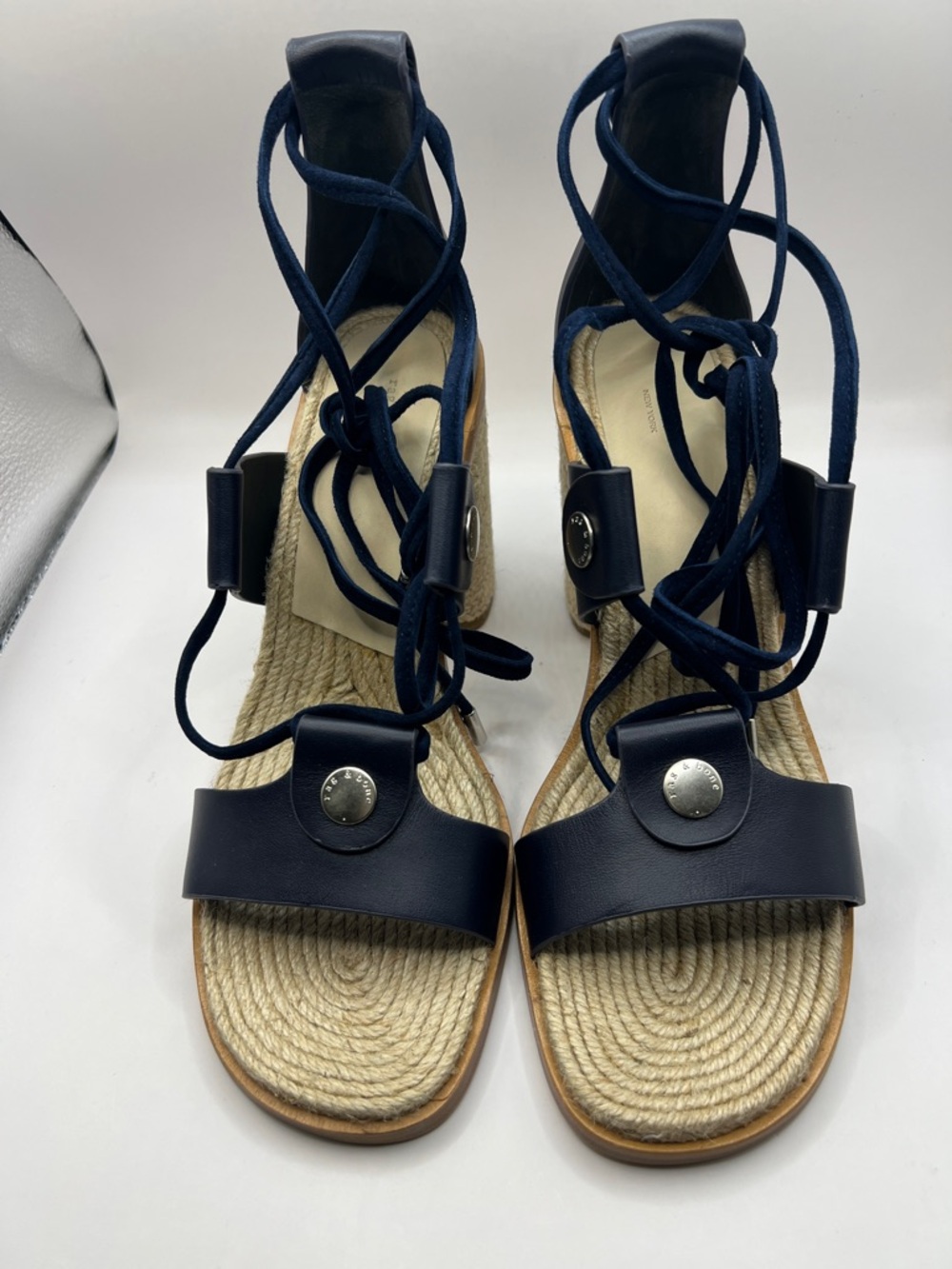 Rag and Bone Navy Lace-Up Espadrille Sandals - Women